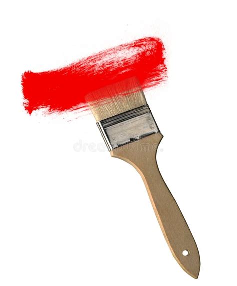 Paint Brush With Red Paint Stroke Isolated On White Stock Photo Image
