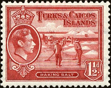 Turks Caicos Kgvi D Scarlet Mounted Mint Mm Sg Stamp