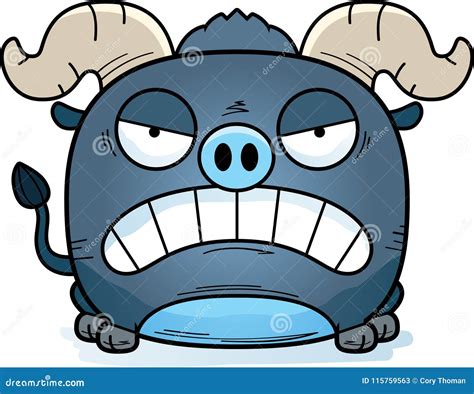 Cartoon Little Blue Ox Angry Stock Vector Illustration Of Animal