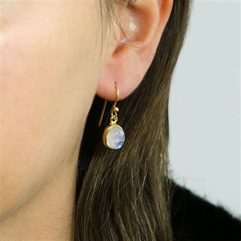 Gold Plated Moonstone Oval Earrings By Martha Jackson Sterling Silver