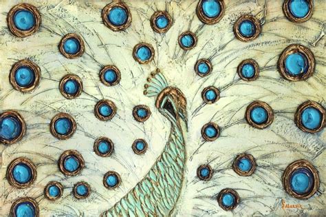 Love The Texture And Colors Of This Peacock Painting Peacock Art