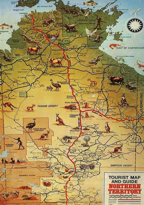 Detailed Map Of Northern Territory From Alice Springs Follow The Road