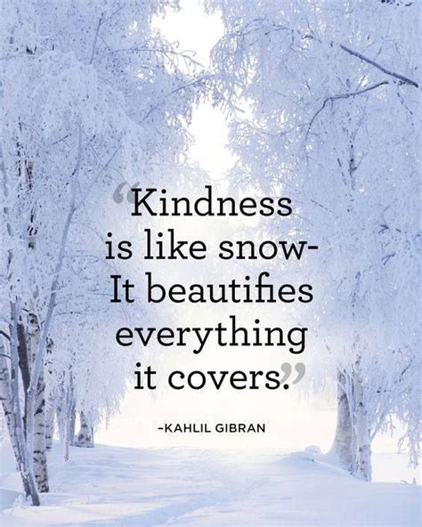 Kindness Is Like Snow It Beautifies Everything It Covers Kahlil
