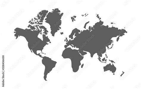 Simplified Grey World Map Generalized Round Corners World Map