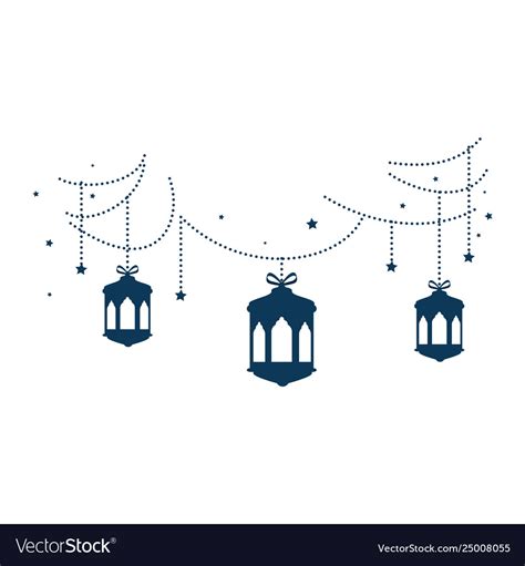 Lamps Hanging Decoration Ramadan Kareem Royalty Free Vector