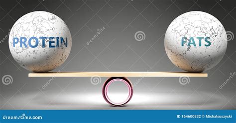 Protein And Fats In Balance Pictured As Balanced Balls On Scale That