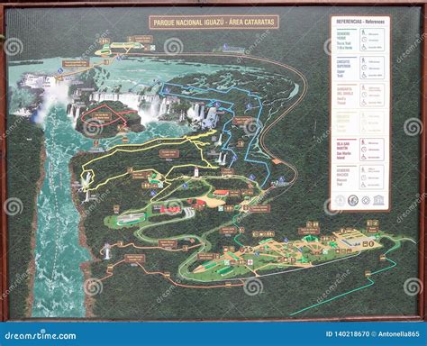 Iguazu Falls Map In The Argentine Side Editorial Image Image Of