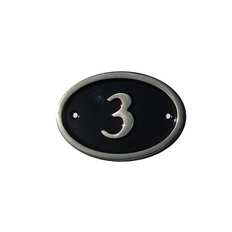 The House Nameplate Company Polished Black Brass Oval House Number 3