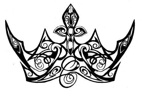 Simple Queen Crown Tattoo Designs Sketch Coloring Page