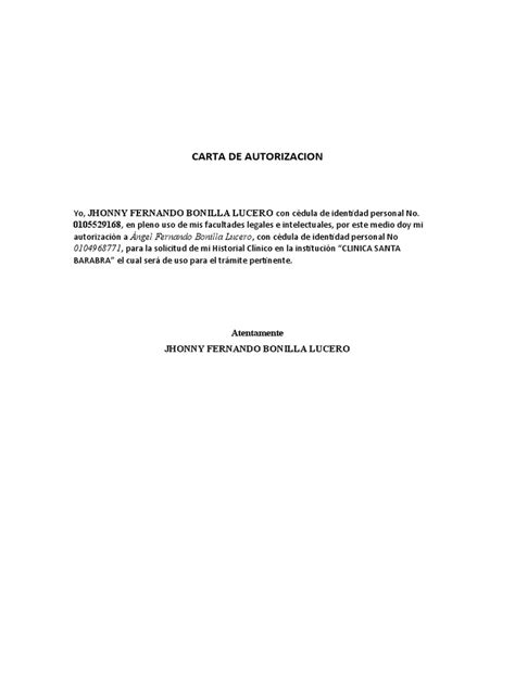 Carta De Autorizacion Formatos Y Ejemplos Mil Formato