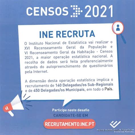 Segundo o instituto nacional de estatística, responsável pela operação, a plataforma está a receber cerca de 130 respostas por minuto. INE inicia recrutamento para Censos 2021 / Freguesia de ...