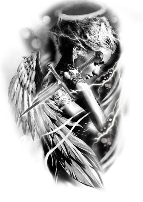Male Angel Tattoo Angel Warrior Tattoo Angel Sleeve Tattoo Angel