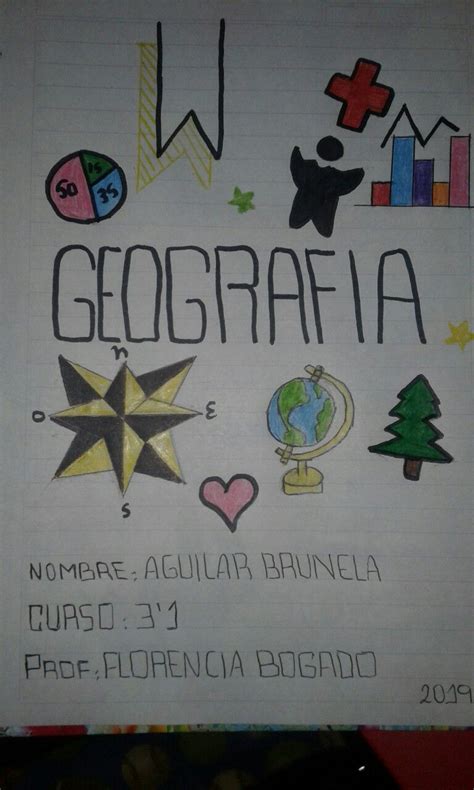 Caratula De Geografia School Creative Notebook Art School Notebooks