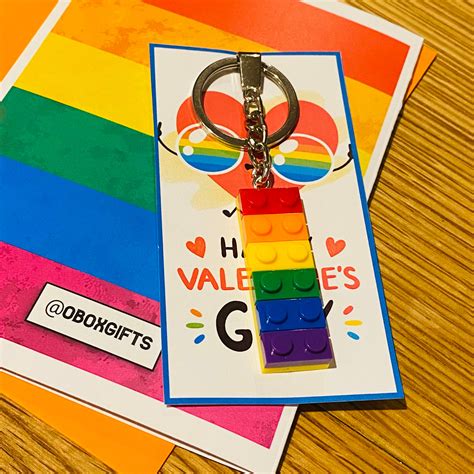 Happy Valentines Gay Card With Keyring Attachment Lgbt Etsy