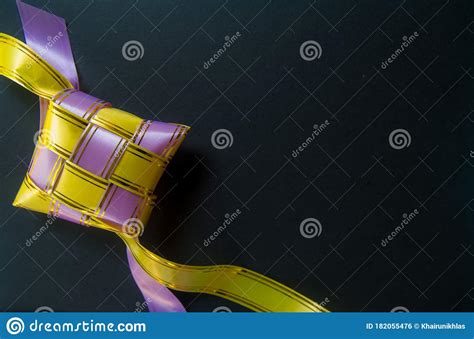 Ketupat The Colorful Ribbons Of Ketupat With Dark Background Stock