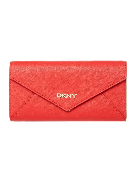 Dkny Saffiano Red Large Envelope Flap Over Purse In Red Lyst