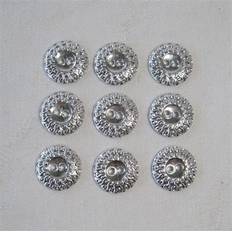 9 Silver Look Buttons Silver Buttons Decorative Buttons Metallic
