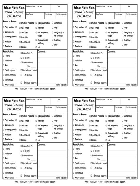 School Nurse Pass Fill And Sign Printable Template Online Us Legal