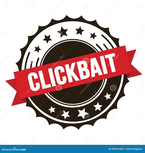 Clickbait Text On Red Brown Ribbon Stamp Stock Illustration