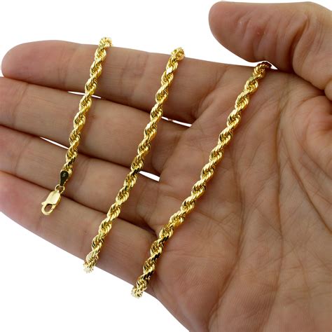 18k Yellow Gold Solid Mens Heavy 5mm Diamond Cut Rope Chain Pendant