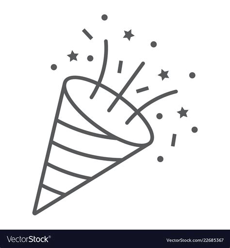 Confetti Popper Thin Line Icon Party Royalty Free Vector