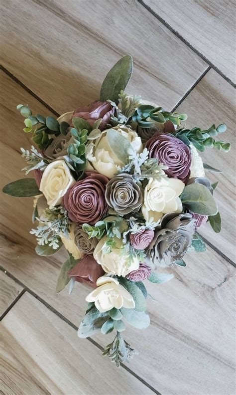 Quartz And Grey Cascading Bouquet Wedding Bouquet Sola Wood Etsy In