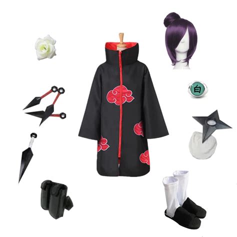 Brdwn Naruto Akatsuki Konan Cosplay Red Cloud Cloak Suit Costumeshoes