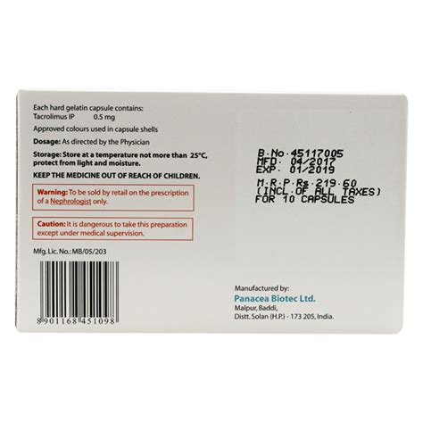 PanGraf 0.5Mg Capsules at Rs 219/box | टैक्रोलिमस कैप्सूल - Naman Pharma Drugs, Mumbai | ID ...