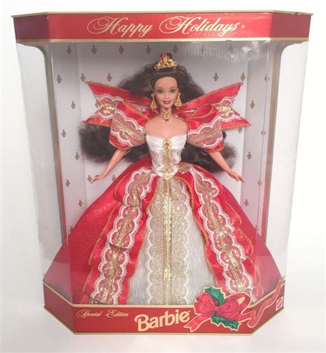 10th Anniversary Happy Holidays Barbie 1997 Hallmark Red Dress Brunette 17832 74299178320 Ebay