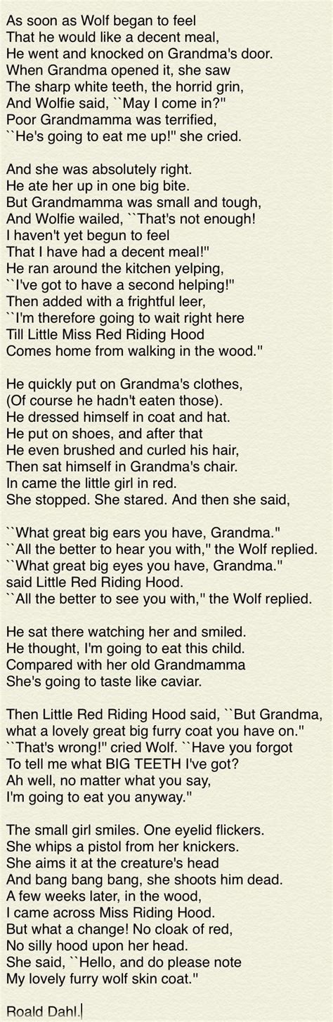 Little Red Riding Hood And The Wolf Roald Dahl ‘revolting Rhymes