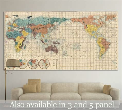 Old World Map №1480 Ready To Hang Canvas Print 1 Panel 24x12