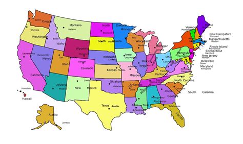 Mapa De Los Estados Unidos Y Sus Capitales Mapa De Estados Unidos Con