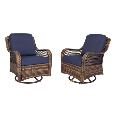 Ulax Furniture Patio Wicker Swivel Glider Chair Outdoor Cushioned