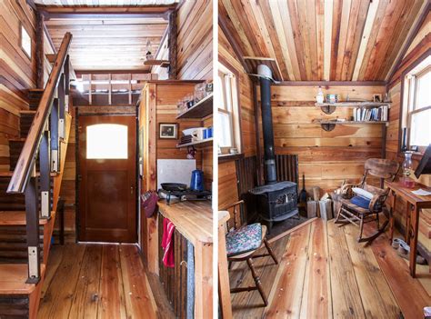 The living room is a small space in the house and we tried to make full use out of it. Potomac Cabin - Tiny House Swoon