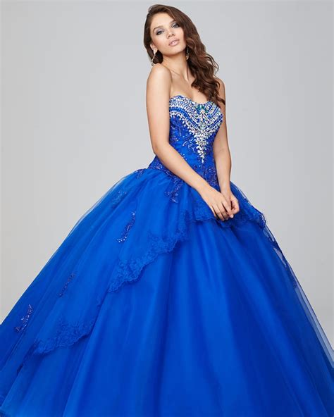 Royal Blue Ball Gown Prom Dresses 2017 Sweetheart Crystals Beaded Teens