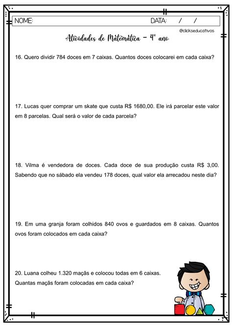 Problemas De Matemática 4º Ano