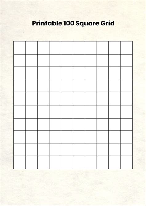 Printable 100 Square Grid