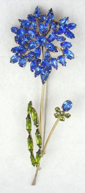 Schreiner Blue Flower Brooch Garden Party Collection Vintage Jewelry Vintage Rhinestone