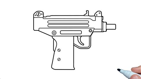 How To Draw Uzi Gun Easy Step By Step Youtube