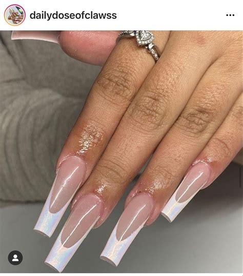 Holographic French Tip Nails Holographic Nails Acrylic French Tip
