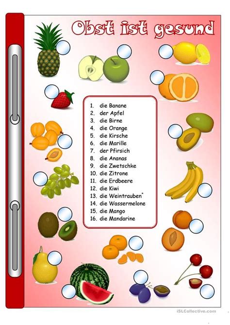 Obst_Bilder & Wörter + Gitterrätsel | Obst bilder, Obst, Wortschatz
