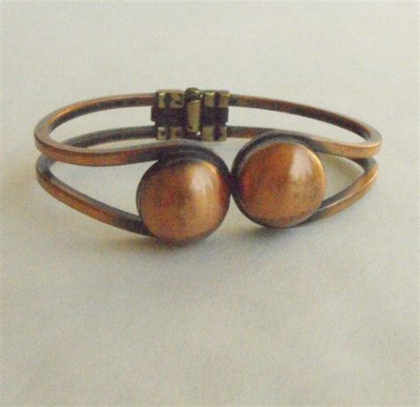 Modernist Copper Hinged Clamper Bracelet Vintage 1950s Jewelry Sharon
