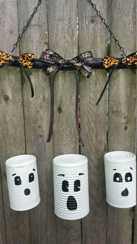 Ghostly Tin Can Windchime By Pussafacecreations On Etsy Fall Crafts