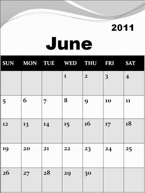 Cidyjufun June 2011 Calendar With Holidays