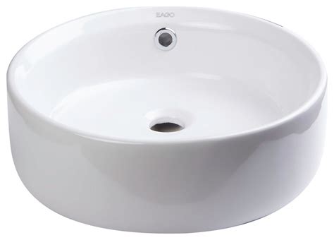 16 Round Ceramic Above Mount Bathroom Basin Vessel Sink Contemporary