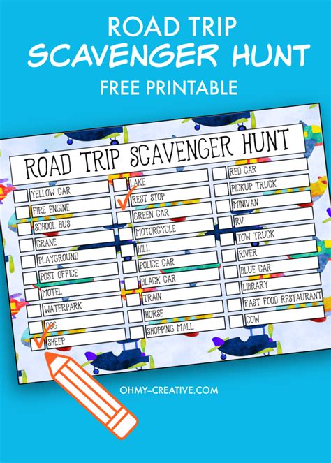 Set yourself up for success with road trip activities, including this printable road trip scavenger hunt for teens. Free Road Trip Printable Scavenger Hunt - Oh My Creative