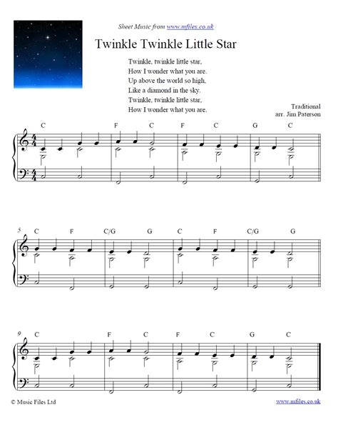 Piano Sheet Music For Beginners Twinkle Twinkle Little Star