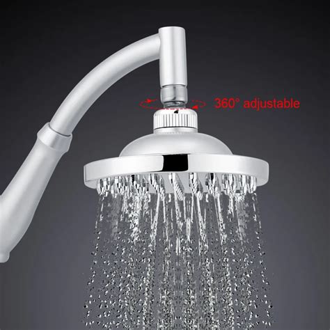 6 inch rainfall shower head 360 degree adjustment high flow abs chrome round shower heads