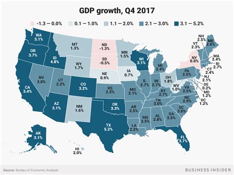 State Economy Growth Map Q4 2017 Business Insider