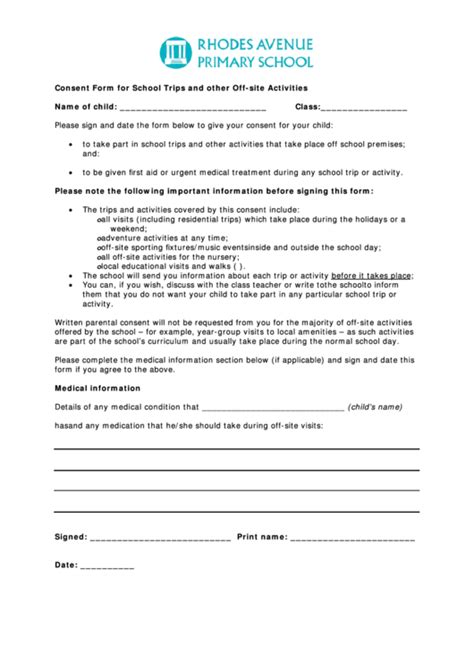 4 how to make a permission slip. School Trip Permission Letter - Rhodes Avenue Primary ...